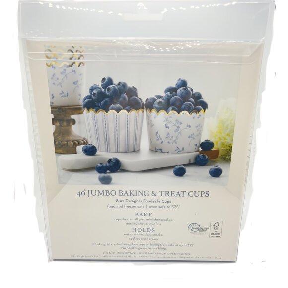 NEW 2x My Minds Eye Gold Foiled Floral and Stripes Jumbo Baking Cups - 40 Count - Picture 3 of 3